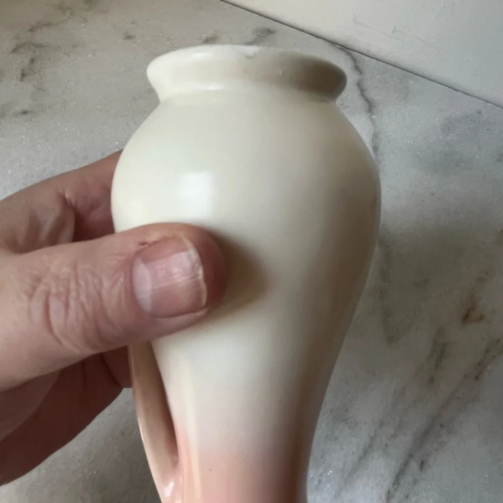 Elegant Pink and Cream Ceramic Vase 5.5” vintage